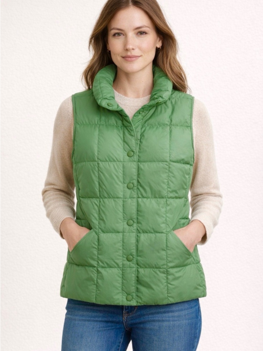 Lands’ End goose down quilted puffer vest with pockets